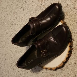 Clarks Bendables Brown Leather Slip On Shoes Sz 10M